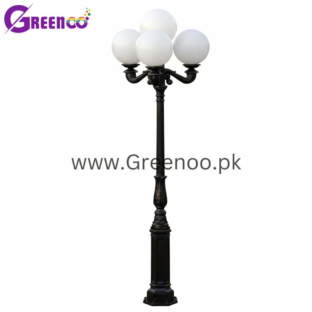 Four Head 8 Feet Decorative Garden pole Light in Pakistan