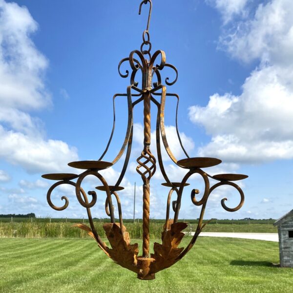 Wrought Iron Hanging Candle Chandelier