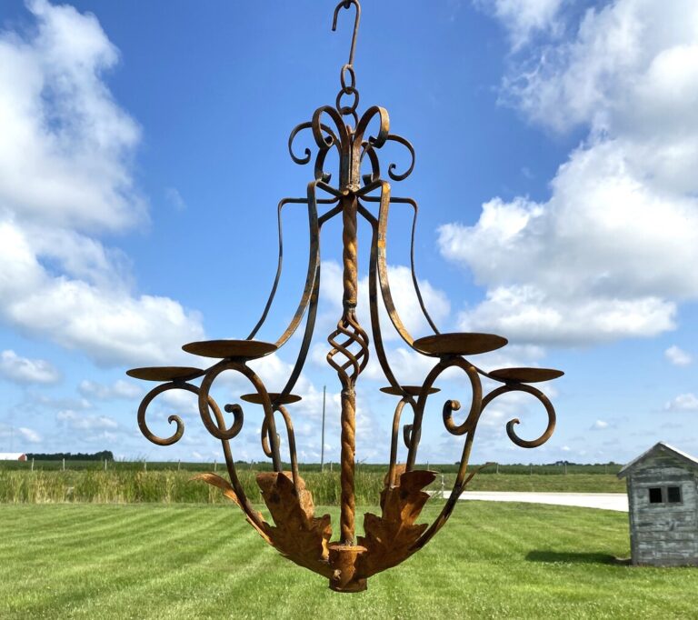 Wrought Iron Hanging Candle Chandelier