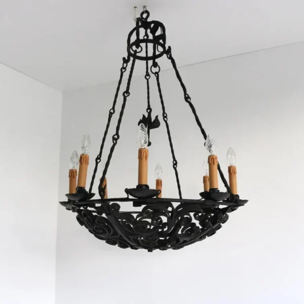 Wrought Iron Scrollwork Chandelier