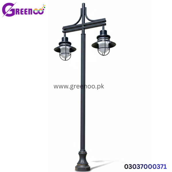 Black Double Arm Iron Street Light Pole