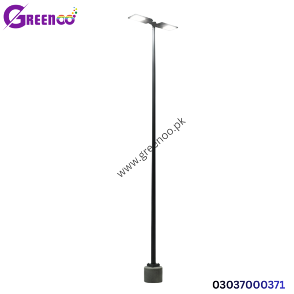 Double Head Black Parking Lot pole Light - 15 Feet Height