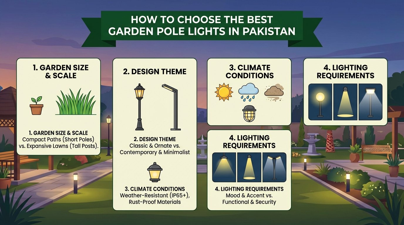 How to Choose Garden Pole Lights in Pakistan